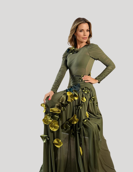 VESTIDO ROMINA BORDADO VERDE