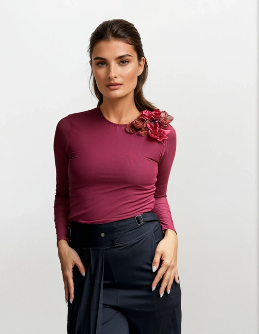 BLUSA BORDADA VINO
