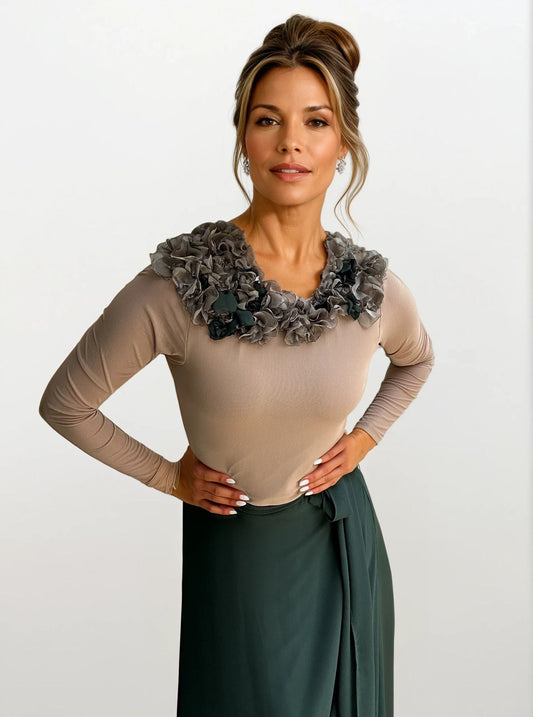 BLUSA BORDADA NUDE